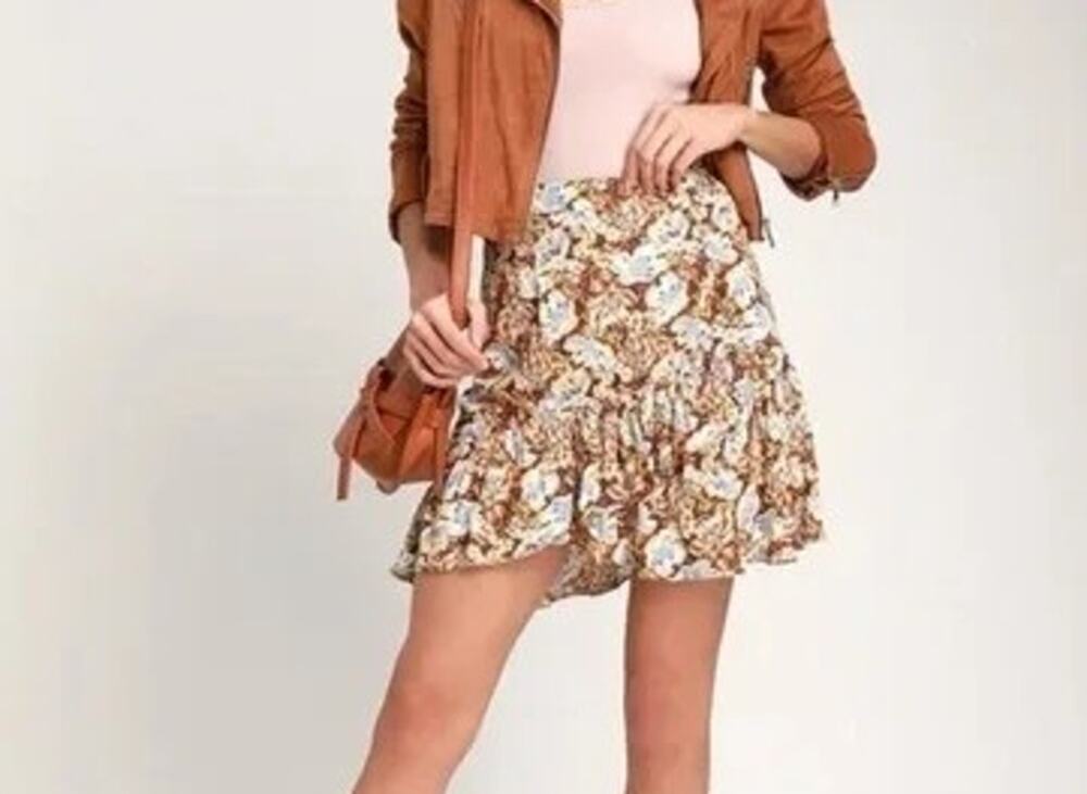 Free People Nadia Floral Ruffle Mini Skirt Women's Size 12